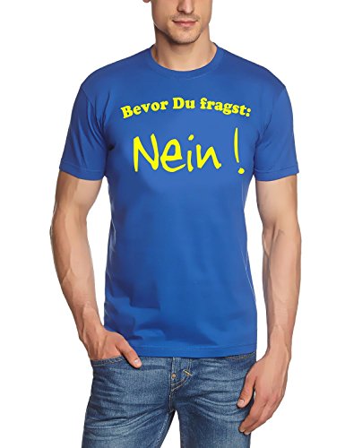 Coole-Fun-T-Shirts Herren Bevor du fragst: Nein T-Shirt, Blau (blau-gelb), XX-Large von Coole-Fun-T-Shirts