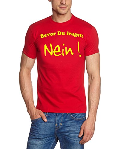 Coole-Fun-T-Shirts Herren Bevor du fragst: Nein T-Shirt, Rot (rot-gelb), XX-Large von Coole-Fun-T-Shirts