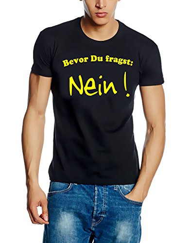 Coole-Fun-T-Shirts Herren Bevor du fragst: Nein T-Shirt, Schwarz (schwarz-gelb), X-Large von Coole-Fun-T-Shirts