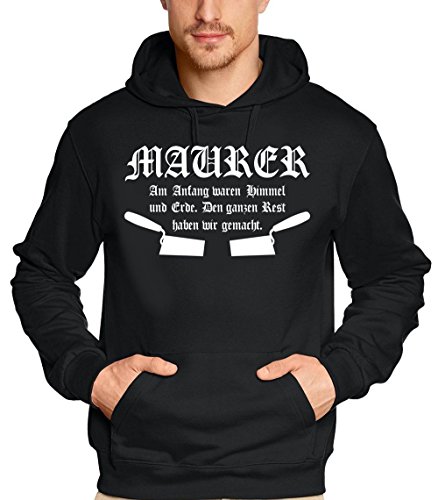 Coole-Fun-T-Shirts Herren Maurer Kapuzenpullover, Schwarz (schwarz), X-Large von Coole-Fun-T-Shirts