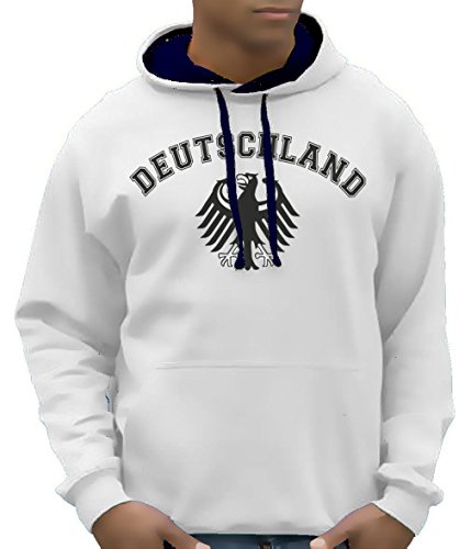 Coole-Fun-T-Shirts Herren Sweatshirt Deutschland Adler Bico Hoodie mit Kapuze, Weiß, XL, 10879 von Coole-Fun-T-Shirts