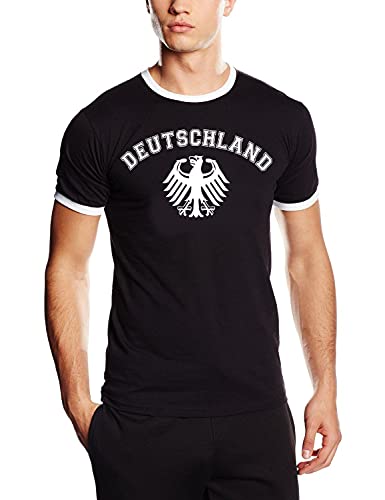 Coole-Fun-T-Shirts Herren T-Shirt Deutschland Adler Ringer, Schwarz, L, 10880 von Coole-Fun-T-Shirts