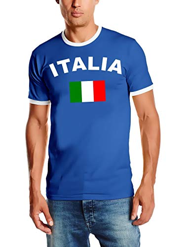 Coole-Fun-T-Shirts Herren T-Shirt Italien Ringer, blau, L, 10840_Italien_HERI_GR.L von Coole-Fun-T-Shirts