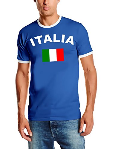 Coole-Fun-T-Shirts Herren T-Shirt Ringer, Blau, L, 10888_Italien_HERI von Coole-Fun-T-Shirts