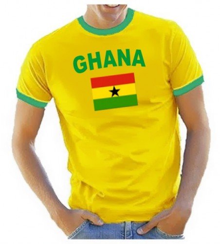 Coole-Fun-T-Shirts Herren T-Shirt Ringer, Gelb, M, 10888_Ghana_HERI von Coole-Fun-T-Shirts