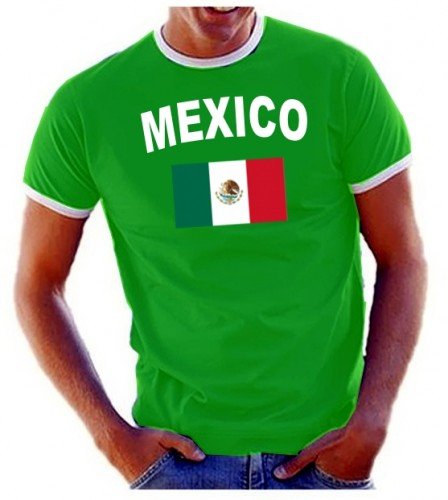 Coole-Fun-T-Shirts Herren T-Shirt Ringer, Grün, L, 10888_Mexico_HERI von Coole-Fun-T-Shirts