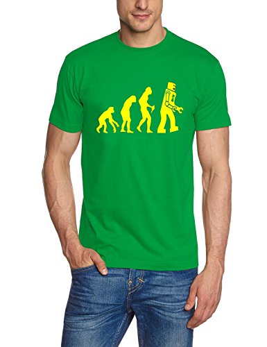 Coole-Fun-T-Shirts Herren T-Shirt Robot Evolution Big Bang Theory!, Green-gelb, L, 10845 von Coole-Fun-T-Shirts