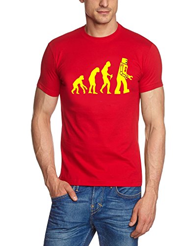 Coole-Fun-T-Shirts Herren T-Shirt Robot Evolution Big Bang Theory!, rot-gelb, L, 10845 von Coole-Fun-T-Shirts