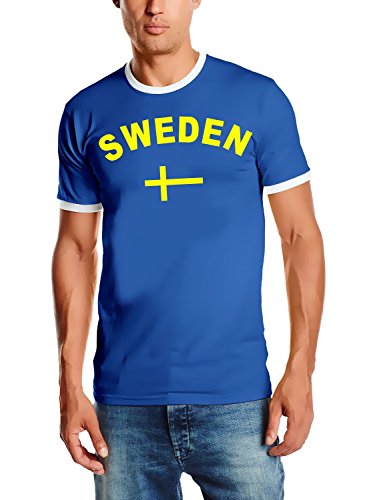 Coole-Fun-T-Shirts Herren T-Shirt Schweden Ringer, blau, XXL, 10843_Schweden_HERI_GR.XXL von Coole-Fun-T-Shirts