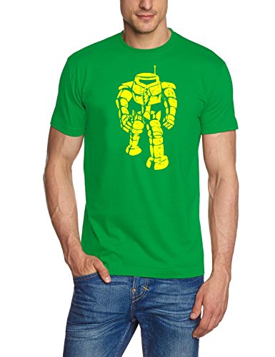 Coole-Fun-T-Shirts Herren T-Shirt Sheldon Robot Big Bang Theory!, Green-gelb, S, BK104 von Coole-Fun-T-Shirts