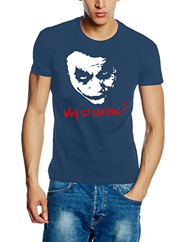 Coole-Fun-T-Shirts Herren Why So Serious Joker T-Shirt, Stoneblue, XL von Coole-Fun-T-Shirts