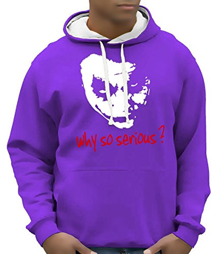 Coole-Fun-T-Shirts Herren Why So Serious Joker Bico Hoodie mit Kapuze Sweatshirt, Lila, XL von Coole-Fun-T-Shirts