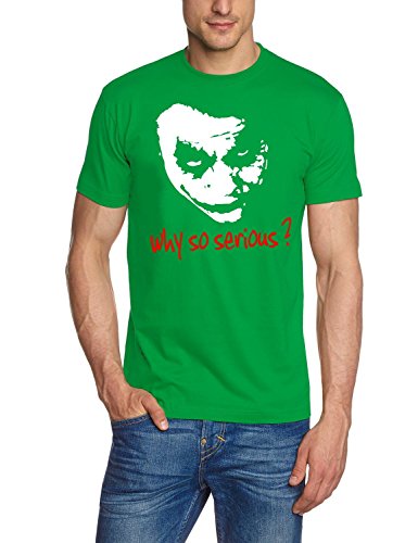 Coole-Fun-T-Shirts Herren Why So Serious Joker T-Shirt, Green, XL von Coole-Fun-T-Shirts