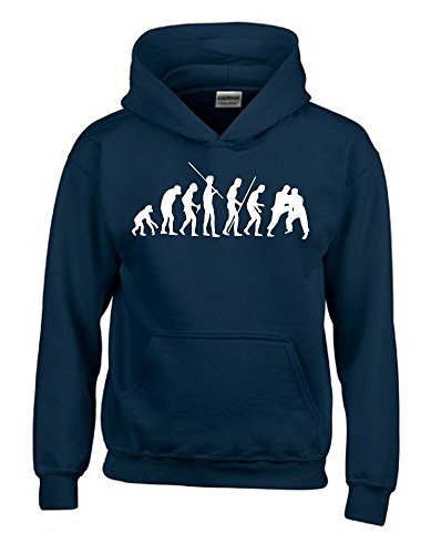 Coole-Fun-T-Shirts Judo Evolution Kinder Sweatshirt mit Kapuze Hoodie Navy-Weiss, Gr.140cm von Coole-Fun-T-Shirts