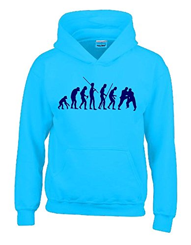 Coole-Fun-T-Shirts Judo Evolution Kinder Sweatshirt mit Kapuze Hoodie Sky-Navy, Gr.152cm von Coole-Fun-T-Shirts