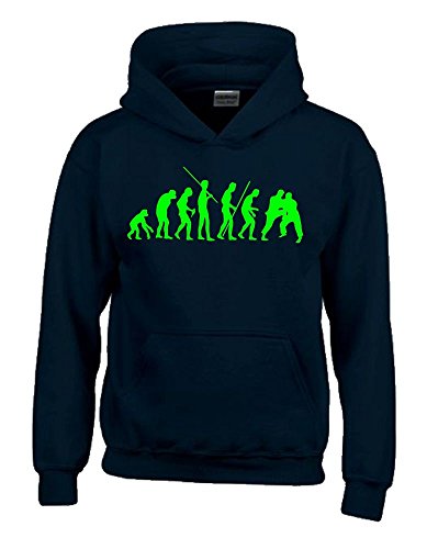 Judo Evolution Kinder Sweatshirt mit Kapuze Hoodie schwarz-Green, Gr.164cm von Coole-Fun-T-Shirts