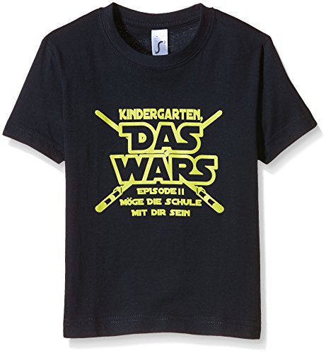 Coole-Fun-T-Shirts Jungen Kapuzenpullover KINDERGARTEN DAS WARS,122/128, Blau (navy-gelb von Coole-Fun-T-Shirts