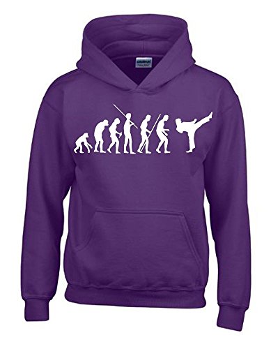 Karate Evolution Kinder Sweatshirt mit Kapuze Hoodie lila-Weiss, Gr.140cm von Coole-Fun-T-Shirts