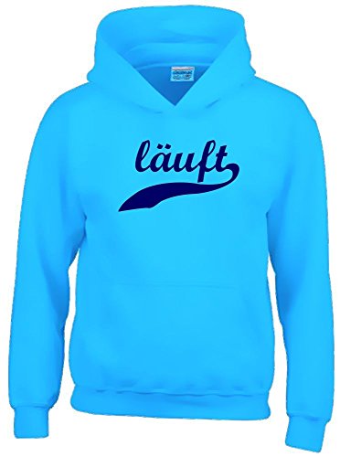 Coole-Fun-T-Shirts LÄUFT ! Kinder Sweatshirt mit Kapuze Hoodie Sky-Navy, Gr.128cm von Coole-Fun-T-Shirts