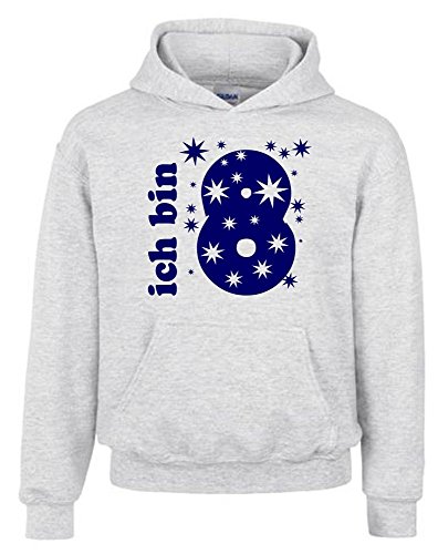 Coole-Fun-T-Shirts Mädchen Ich Bin 8 Jahre Kapuzenpullover, Grau (Gray-Navy), One Size (Herstellergröße: 140cm/8 von Coole-Fun-T-Shirts