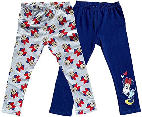 Coole-Fun-T-Shirts Minnie Mouse Leggings Grau und Navy Mädchen Hose Glitzer Mickey + Minnie Maus Leggins Set 3 4 5 6 7 8 9 10 Jahre Gr.98 104 110 116 128 (Set 2 Stück, 116) von Coole-Fun-T-Shirts