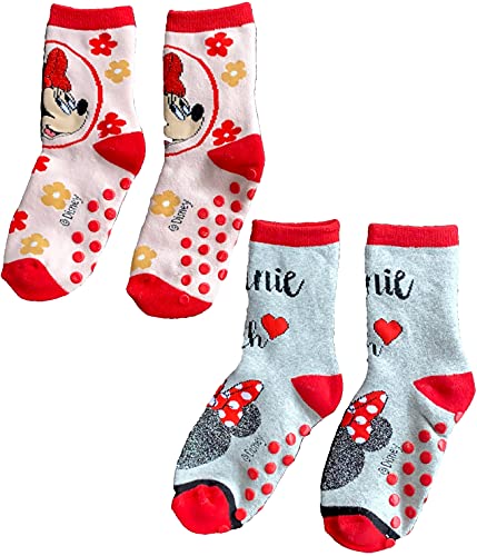 Coole-Fun-T-Shirts Minnie Mouse Mädchen Anti Rutsch Socken weiche Strümpfe Größe 23/26 27/30 31/34 Mädchenstümpfe Noppensocken Set 2 PAAR ! (Mädchen, numeric_27) von Coole-Fun-T-Shirts