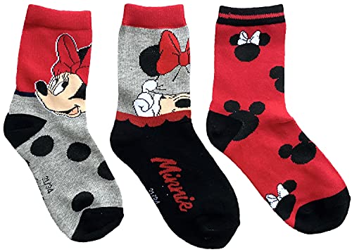 Coole-Fun-T-Shirts Minnie Mouse Mädchen Socken weiche Strümpfe Größe 27 28 29 30 Mädchenstümpfe Set 3 PAAR ! Gr.27/30 Rot von Coole-Fun-T-Shirts