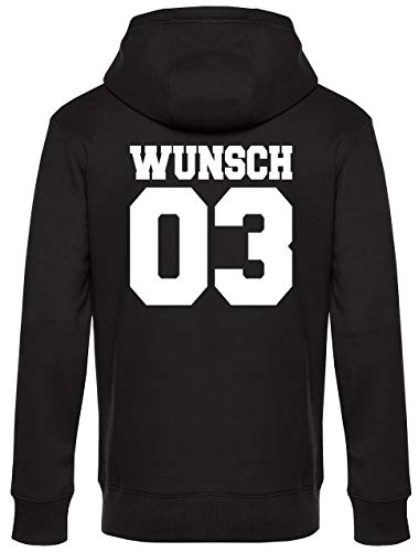 coole-fun-t-shirts Partnerlook mit Wunschname & Wunschnummer INDIVIDUALISIERBAR – Hoodie Herren Schwarz-Weiss Gr.M von coole-fun-t-shirts