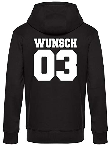 Coole-Fun-T-Shirts Partnerlook mit Wunschname & Wunschnummer INDIVIDUALISIERBAR – Hoodie Herren Schwarz-Weiss Gr.XXXL von Coole-Fun-T-Shirts