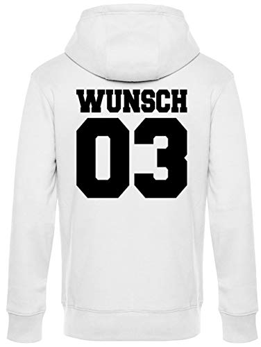 Coole-Fun-T-Shirts Partnerlook mit Wunschname & Wunschnummer INDIVIDUALISIERBAR – Hoodie Herren Weiß-schwarz Gr.XXXL von Coole-Fun-T-Shirts