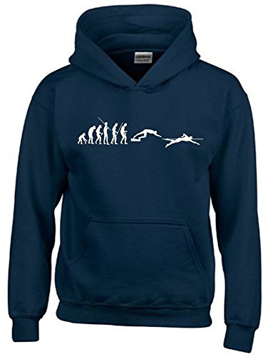 Coole-Fun-T-Shirts Schwimmen Evolution Kinder Sweatshirt mit Kapuze Hoodie Navy-Weiss, Gr.152cm von Coole-Fun-T-Shirts