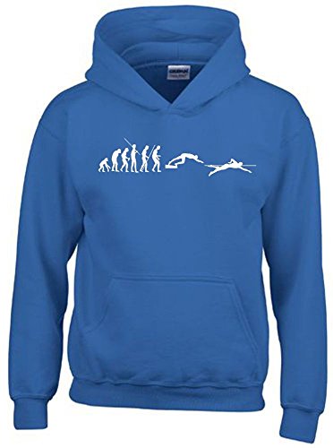 Coole-Fun-T-Shirts Schwimmen Evolution Kinder Sweatshirt mit Kapuze Hoodie blau-Weiss, Gr.152cm von Coole-Fun-T-Shirts