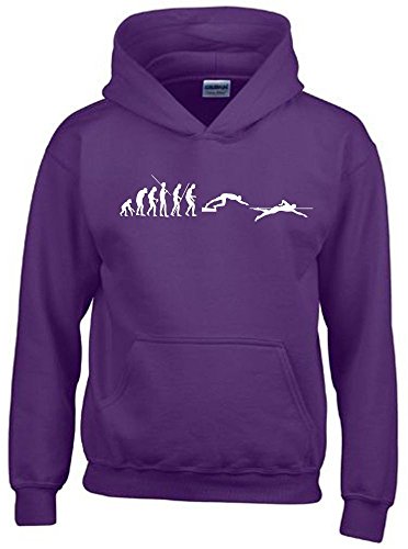 Coole-Fun-T-Shirts Schwimmen Evolution Kinder Sweatshirt mit Kapuze Hoodie lila-Weiss, Gr.152cm von Coole-Fun-T-Shirts