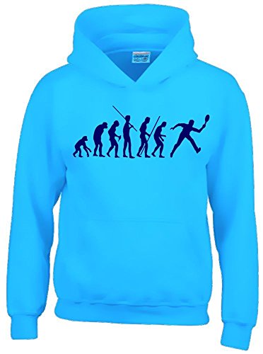 Coole-Fun-T-Shirts Tennis Evolution Kinder Sweatshirt mit Kapuze Hoodie Sky-Navy, Gr.164cm von Coole-Fun-T-Shirts