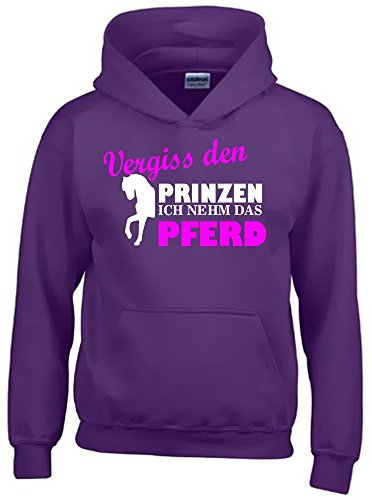 Vergiss den Prinzen ich nehm das Pferd ! Mädchen Reiten Sweatshirt mit Kapuze Hoodie LILA, Gr.152cm von Coole-Fun-T-Shirts