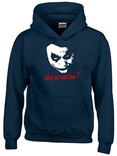 Coole-Fun-T-Shirts Why so serious ? ! Kinder Sweatshirt mit Kapuze Hoodie Navy-Sky, Gr.140cm von Coole-Fun-T-Shirts