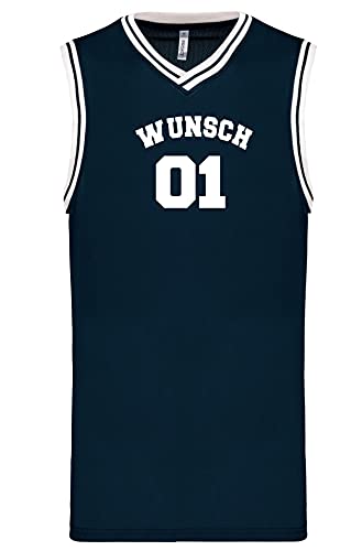 Coole-Fun-T-Shirts Wunschnummer + Name Basketball University Trikot Tank Shirt Navy Black White S M L XL XXL 3XL Teamshirt Personalisierbar (Navy-Navy, 3XL) von Coole-Fun-T-Shirts