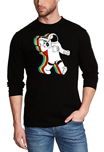 Coole-Fun-t-Shirts Herren t-Shirt Funky AstronautLANGARM -SCHWARZ - Langarm - Tshirt, GR.XL von Coole-Fun-T-Shirts