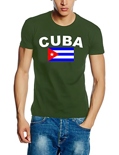 Coole-Fun-t-Shirts Herren t-Shirt Kuba Flagge - Cuba Libre Oliv GR.XXL von Coole-Fun-T-Shirts