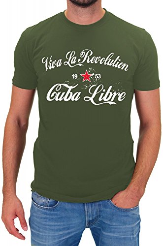 Coole-Fun-t-Shirts Herren t-Shirt Viva La Revolution Kuba Libre Vintage Oliv GR.XXL von Coole-Fun-T-Shirts