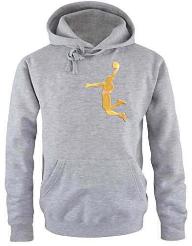 Coole-Fun-T-Shirts Dunk Basketball Slam Dunkin Kinder Sweatshirt mit Kapuze Hoodie Gray-Gold, Gr.164cm von Coole-Fun-T-Shirts