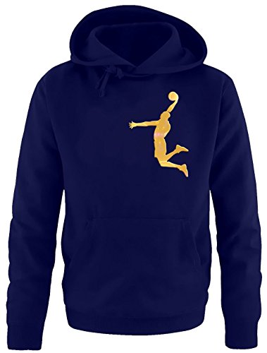 Coole-Fun-T-Shirts Dunk Basketball Slam Dunkin Kinder Sweatshirt mit Kapuze Hoodie Navy-Gold, Gr.152cm von Coole-Fun-T-Shirts