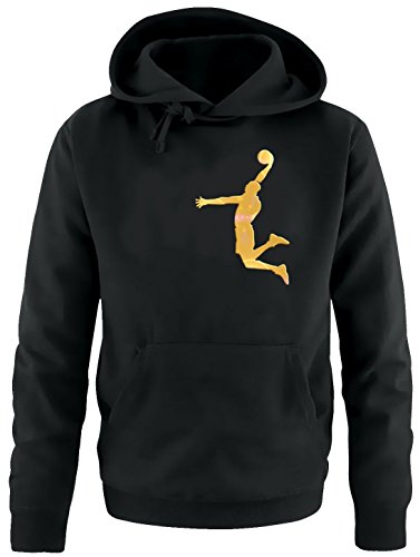 Coole-Fun-T-Shirts Dunk Basketball Slam Dunkin Kinder Sweatshirt mit Kapuze Hoodie schwarz-Gold, Gr.140cm von Coole-Fun-T-Shirts