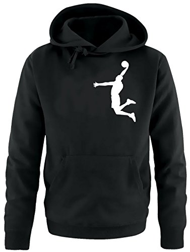 Coole-Fun-T-Shirts Dunk Basketball Slam Dunkin Kinder Sweatshirt mit Kapuze Hoodie schwarz-Weiss, Gr.152cm von Coole-Fun-T-Shirts