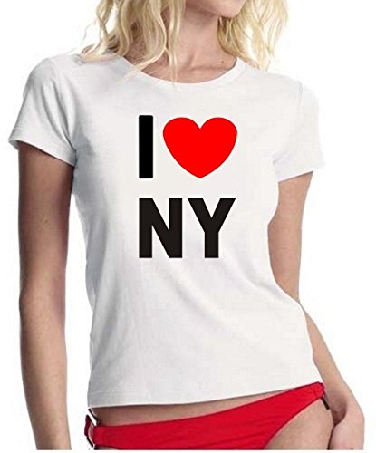 I Love NY Girly t-Shirt Weiss Gr.S von Coole-Fun-T-Shirts