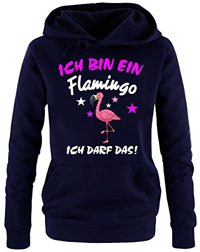 Ich Bin EIN Flamingo - Ich darf das ! Damen Hoodie - Sweatshirt mit Kapuze Navy, Gr.XL von Coole-Fun-T-Shirts