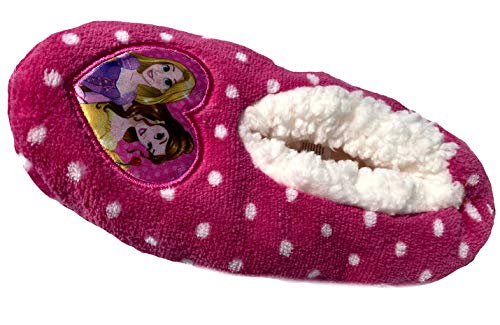 Princess Mädchen Puschen Hausschuhe soft + warm pink und blau Prinzessinnen ,mit rutschfester Noppen Sohle KITA SCHULE Gr.24 25 26 27 28 29 30 31 32 (PINK) (PINK, numeric_24_point_5) von Coole-Fun-T-Shirts