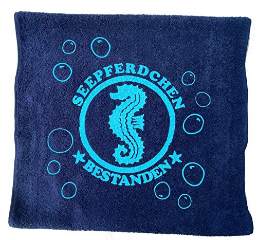 Seepferdchen Bestanden ! Kinder Handtuch Dunkelblau - Sky Schwimmen Lernen Schwimmunterricht 100x50 cm von Coole-Fun-T-Shirts