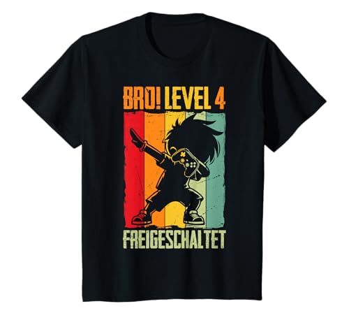 Kinder Bro! Level 4 Freigeschaltet 4.Geburtstag Video Gamer Junge T-Shirt von Coole Gamer Geburtstag Zocker Video Spieler Jungs
