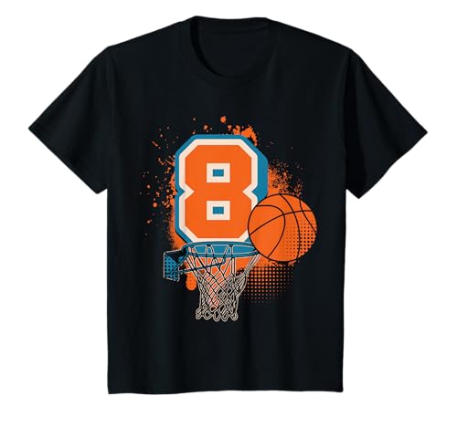 Kinder 8. Geburtstag Basketball Spieler Kinder Jungs Mädchen T-Shirt von Coole Geburtstag Basketball Liebhaber Geschenke